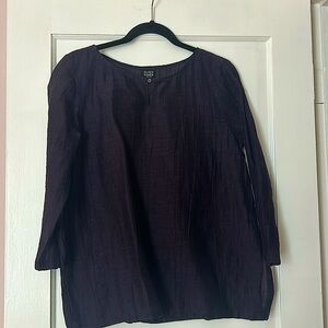 Eileen Fisher PL crinkle linen/rayon tunic top, a very elegant royal purple